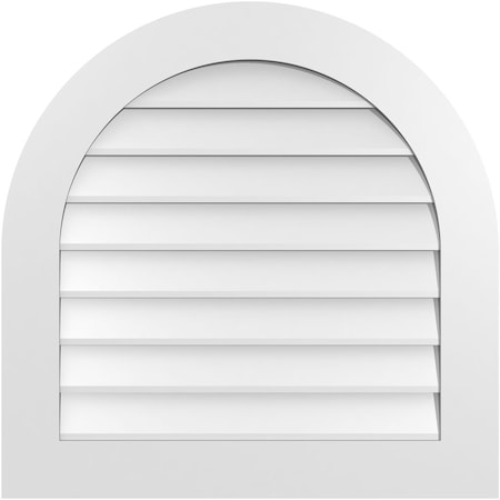 Ekena Millwork Round Top Surface Mount PVC Gable Vent: Non-Functional, w/ 3-1/2"W x 1"P Standard Frame, 30"W x 30"H GVPRT30X3001SN